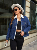 Dark Washed Fur Denim Jacket