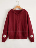 Mehroon zipper sunflower on sleeve