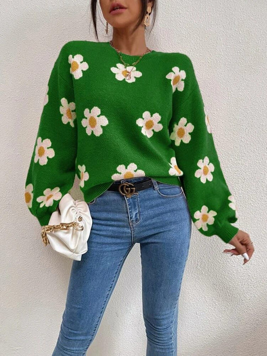 Green Floral Sweatshirt