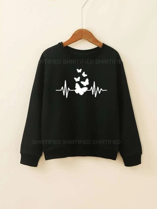 Black Sweatshirt butterfly heartbeat