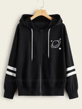 Black Zipper saturn stripes