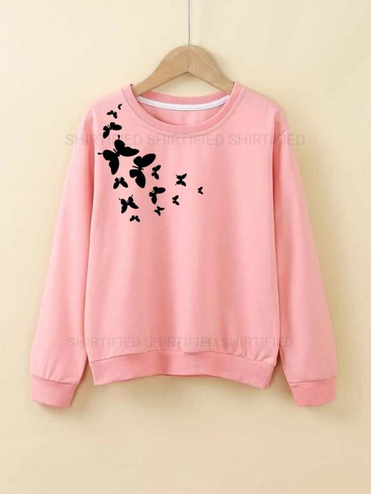 Pink Sweatshirt shoulder butterflies